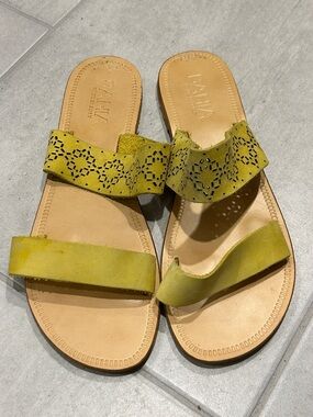 Two-Strap Laser-Cut Slide Sandals